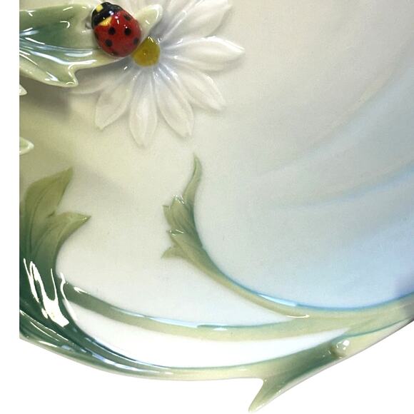 Franz Porcelain Ladybug Design Sculptured Porcelain FZ00594 Dessert Plate Tray - Picture 9 of 12